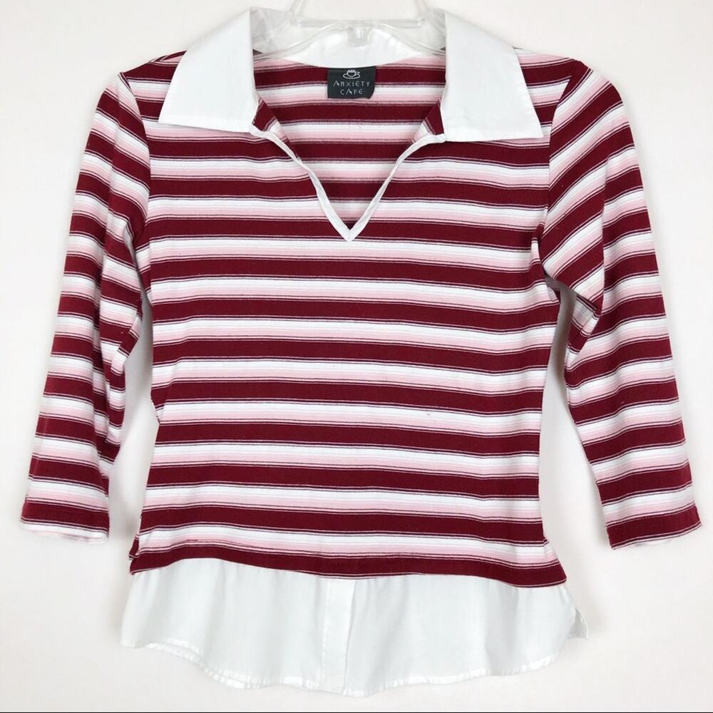 Vintage Anxiety Cafe Juniors Top Medium Preppy Clueless Cher Academia Grunge